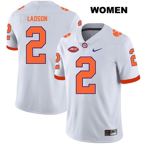 Women's Clemson Tigers #2 Frank Ladson Jr. Stitched White Legend Authentic Nike NCAA College Football Jersey NDJ4446KB